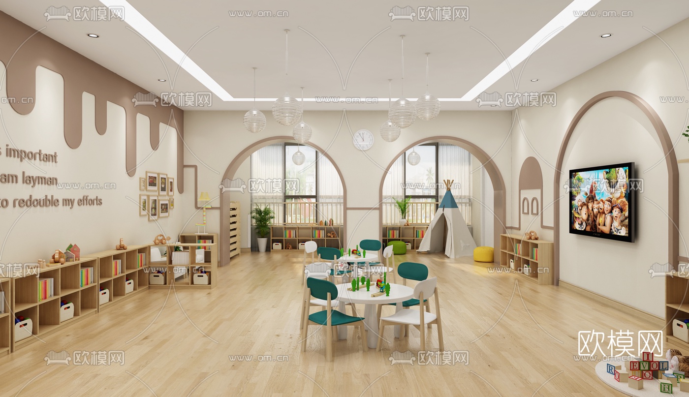 现代幼儿园早教教室3d模型