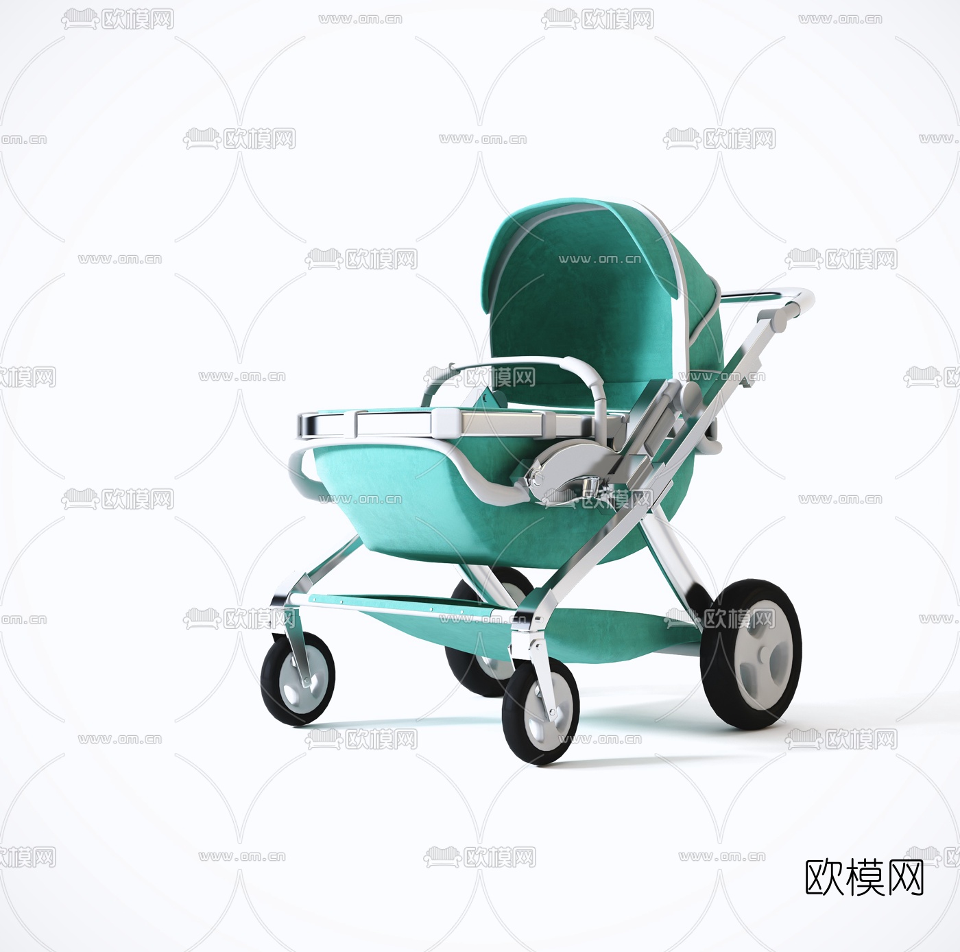 现代简约婴儿车3d模型下载