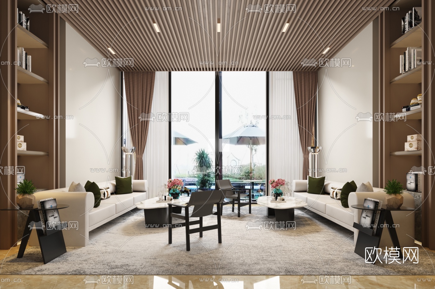 上悦设计 新中式售楼处洽谈区3d模型下载