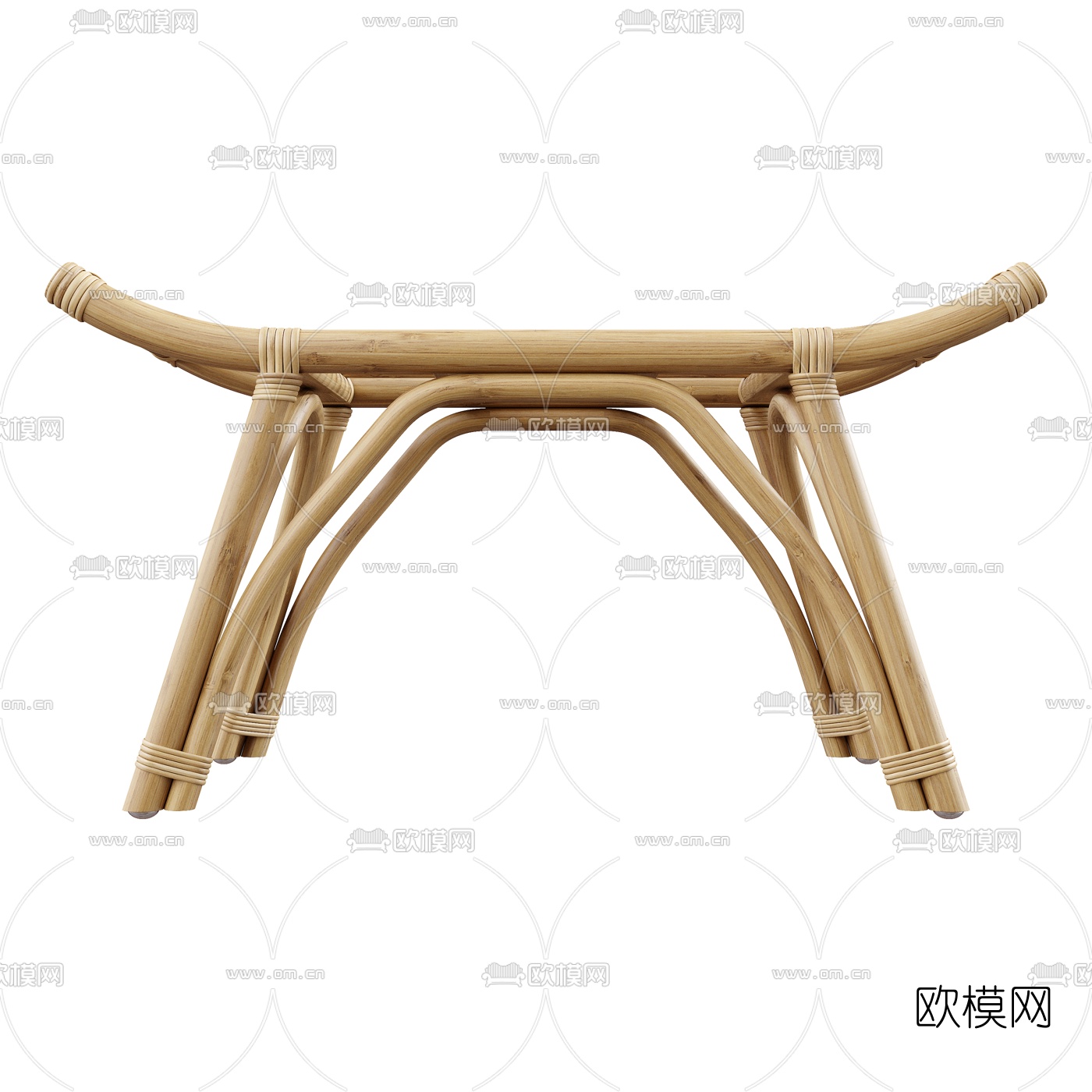北欧藤编凳子3d模型