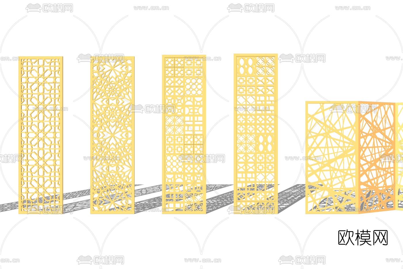现代镂空隔断su模型下载