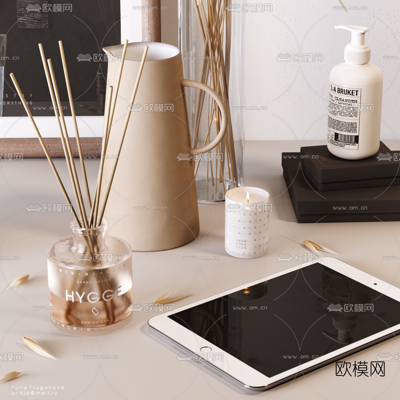 现代简约花瓶饰品摆件组合3d模型