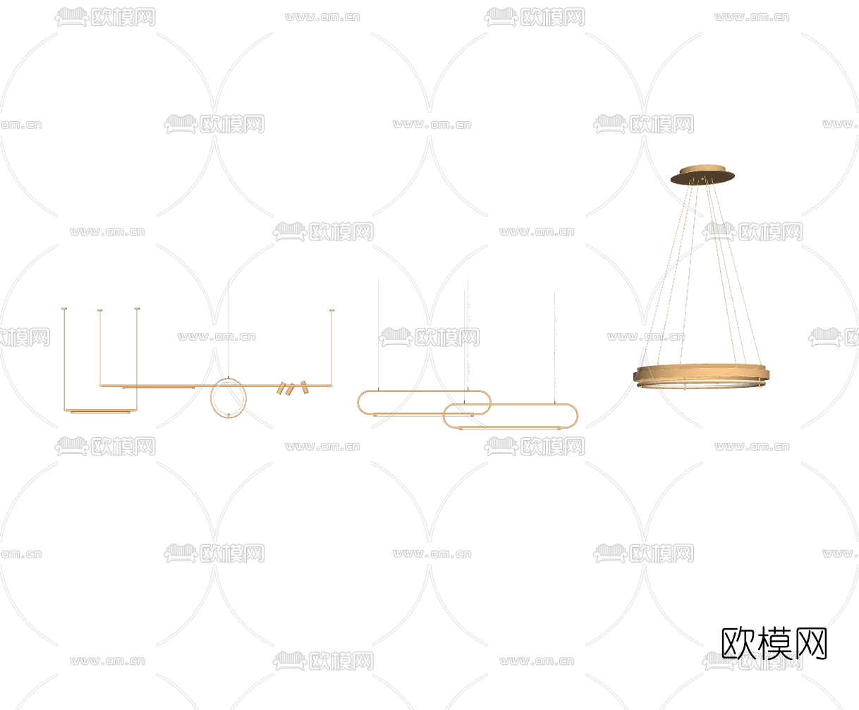 现代轻奢吊灯su模型下载（渲染图2）