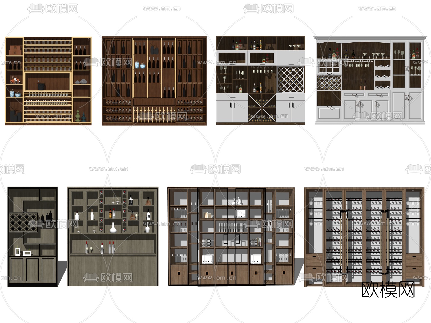 现代酒柜红酒柜su模型下载