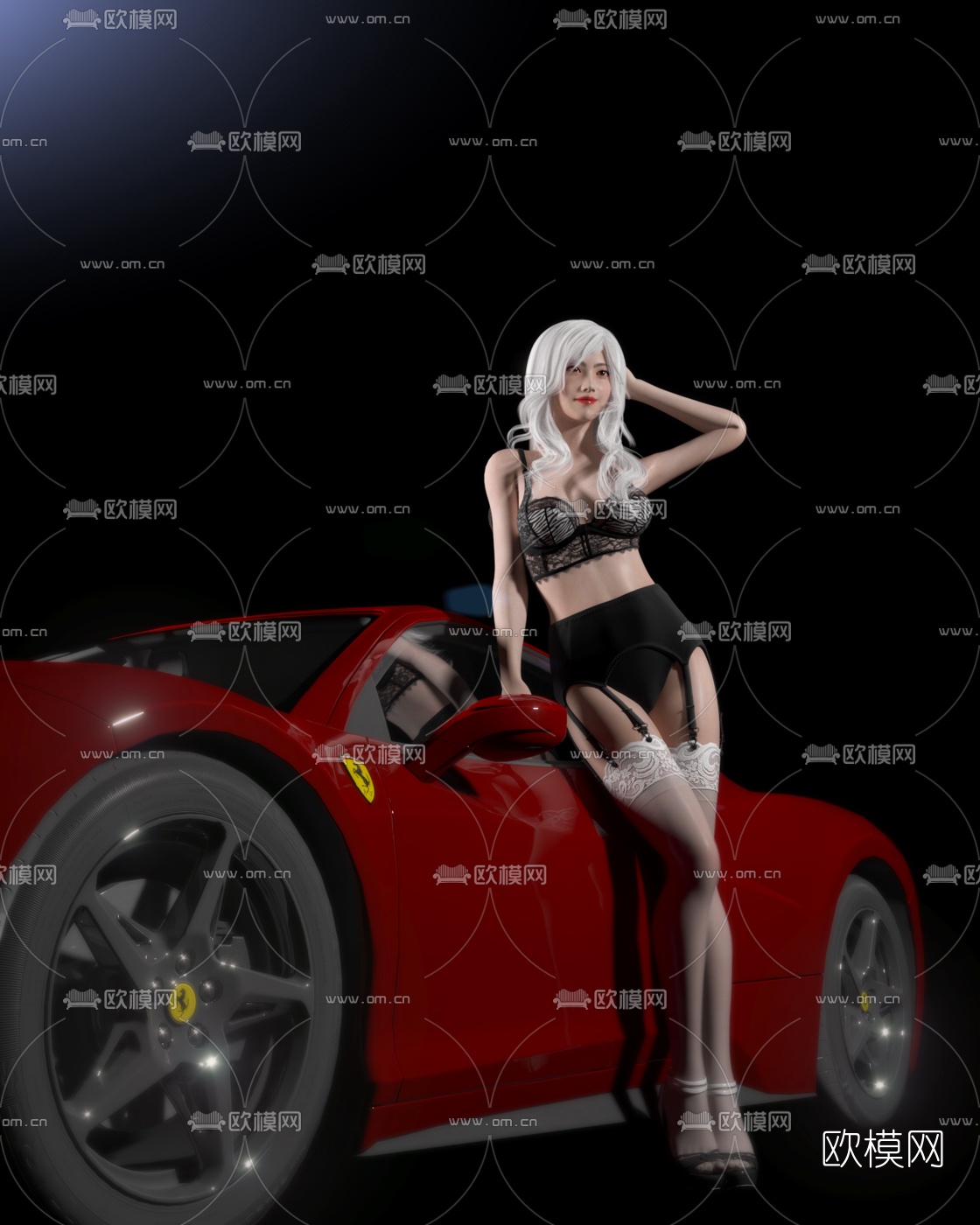 现代性感车模3d模型