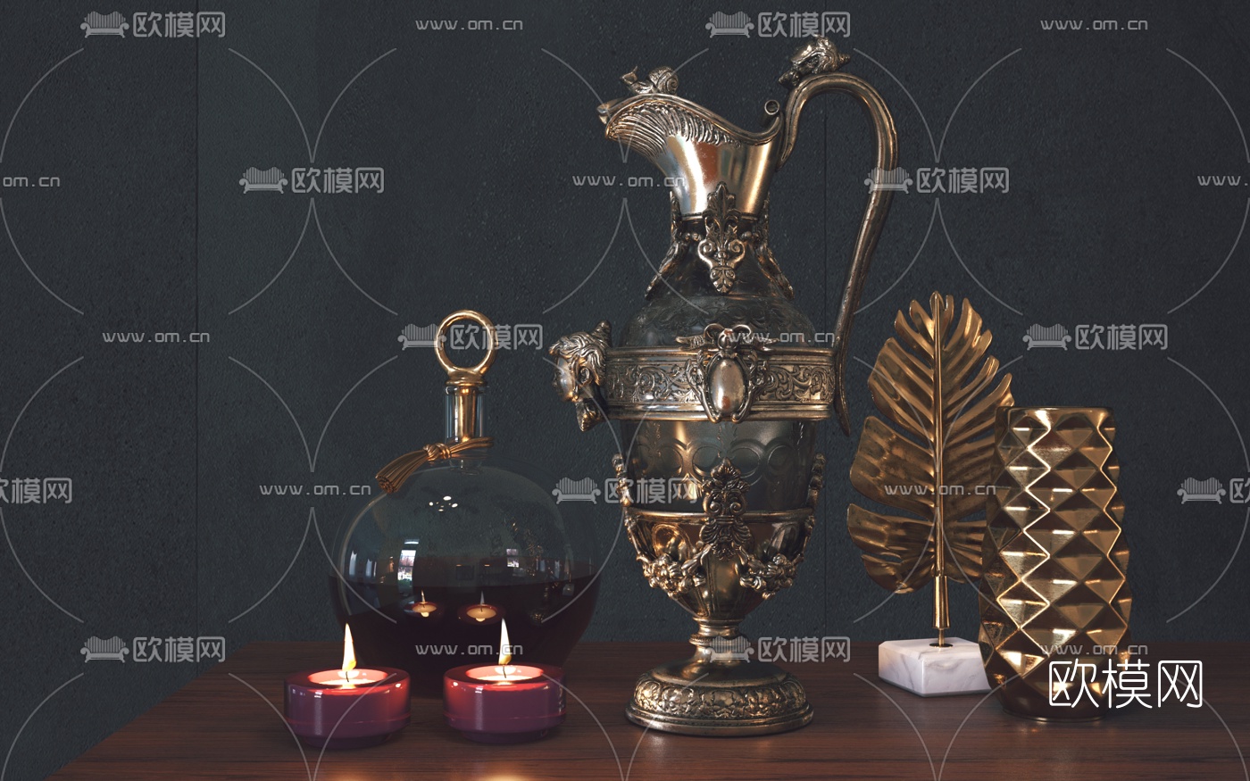 欧式古典酒壶酒瓶摆件3d模型