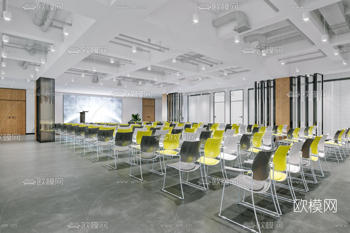 现代会议室休息区3d模型下载（渲染图1）