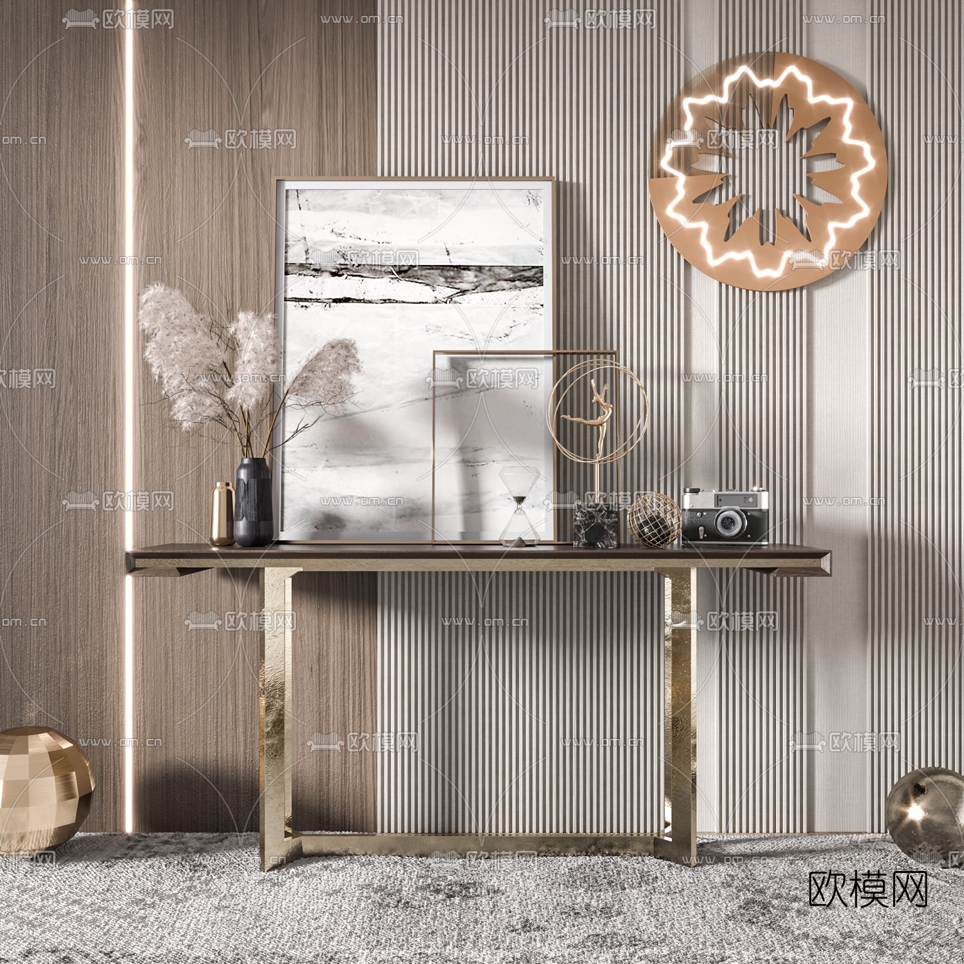 现代轻奢端景条案3d模型