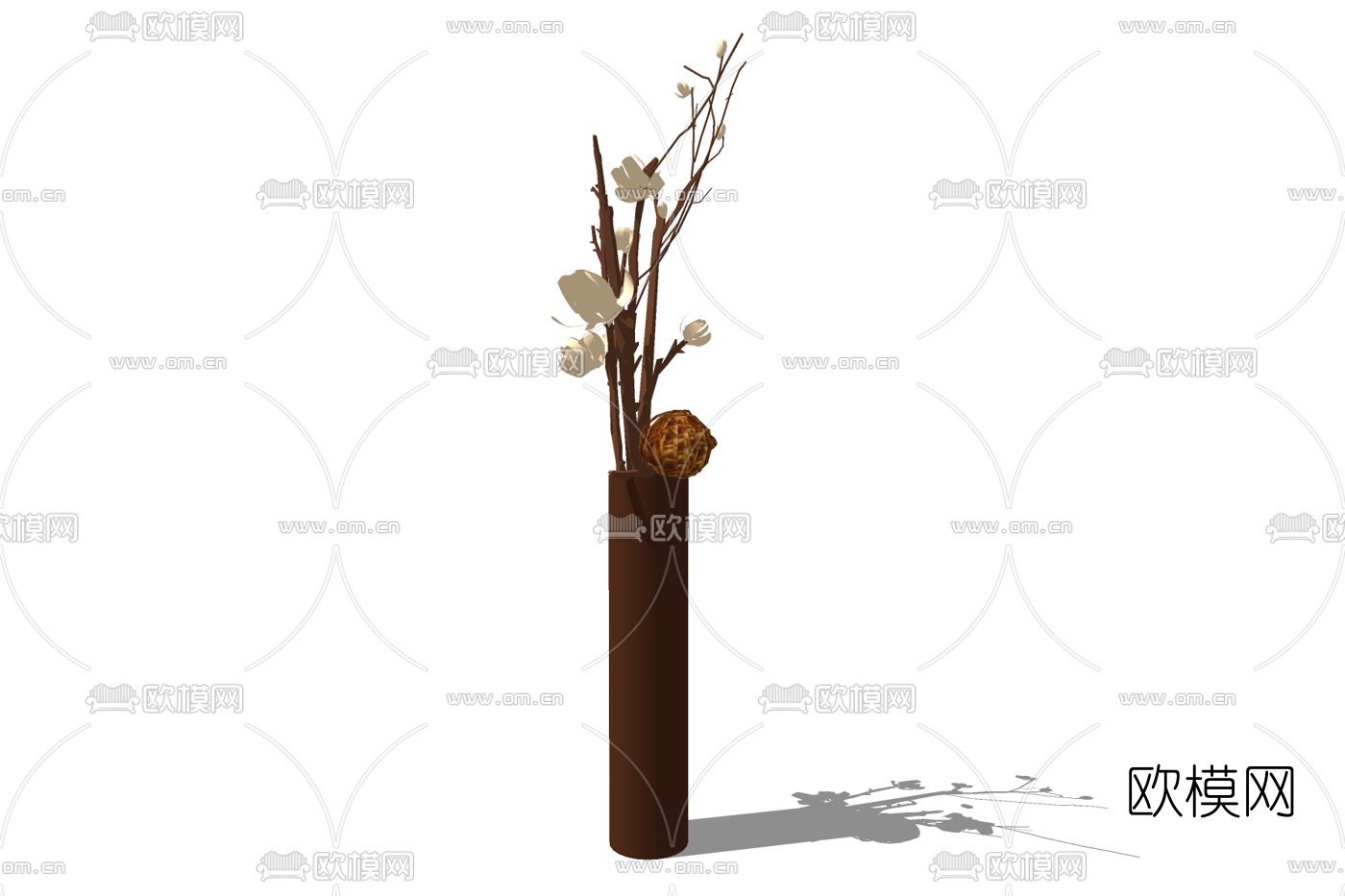 现代花卉花瓶su模型