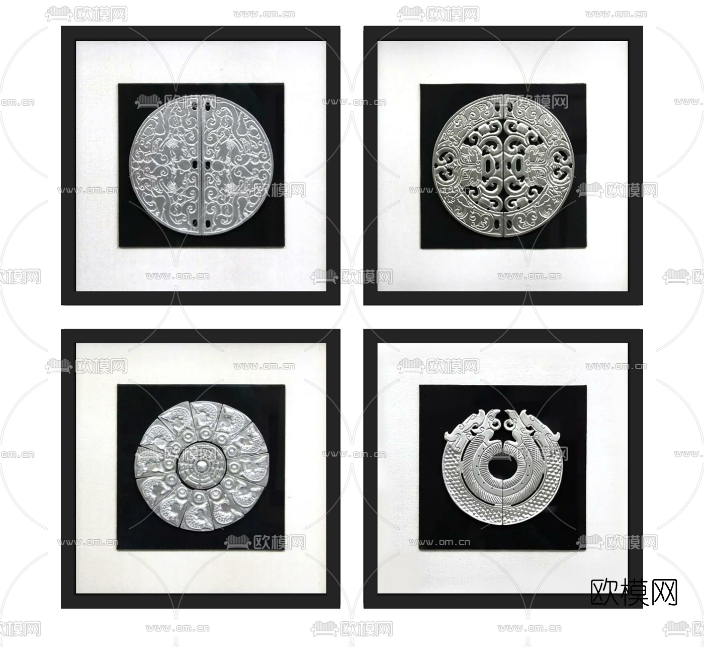 新中式雕花装饰画su模型下载
