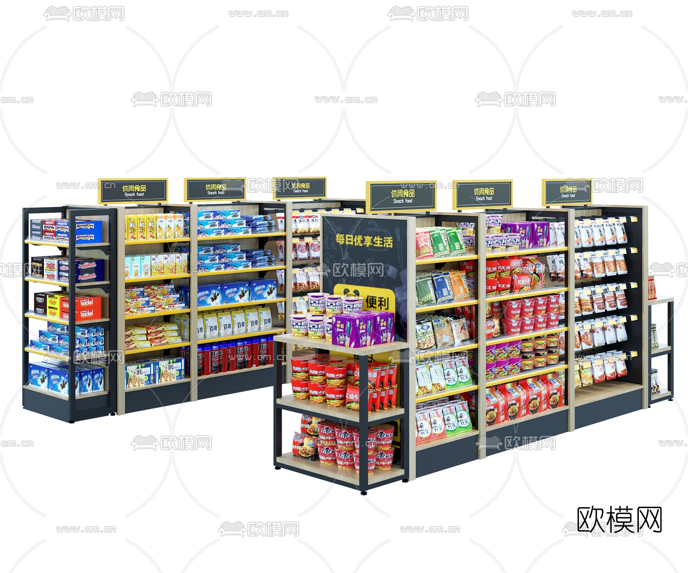 现代食品货架3d模型下载