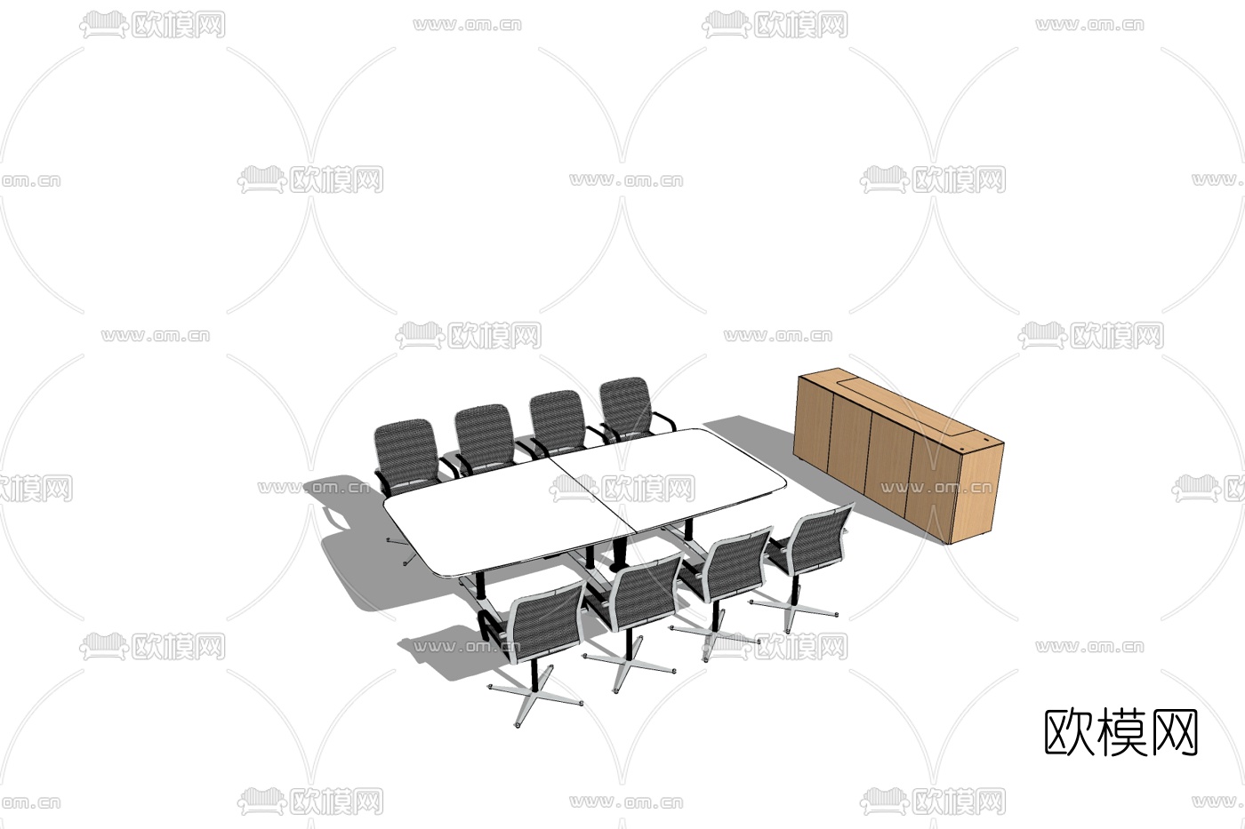 现代会议桌椅免费su模型下载