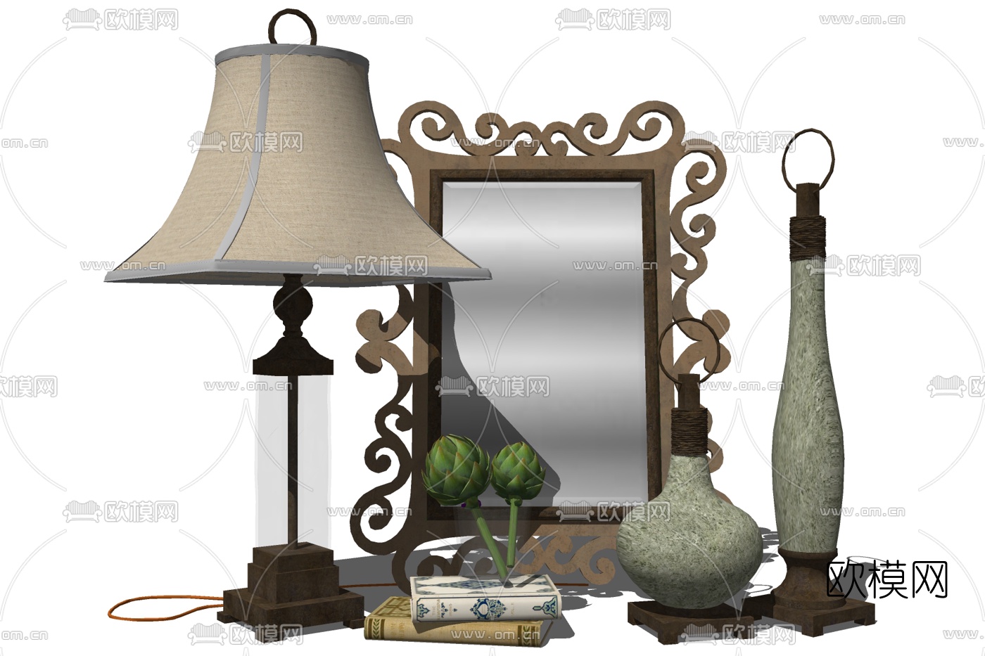 欧式台灯su模型下载
