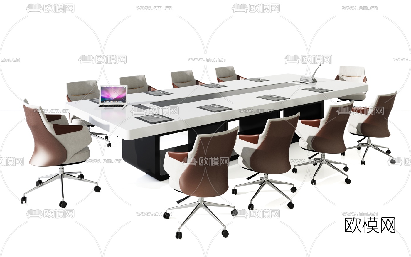 现代条形会议桌椅3d模型