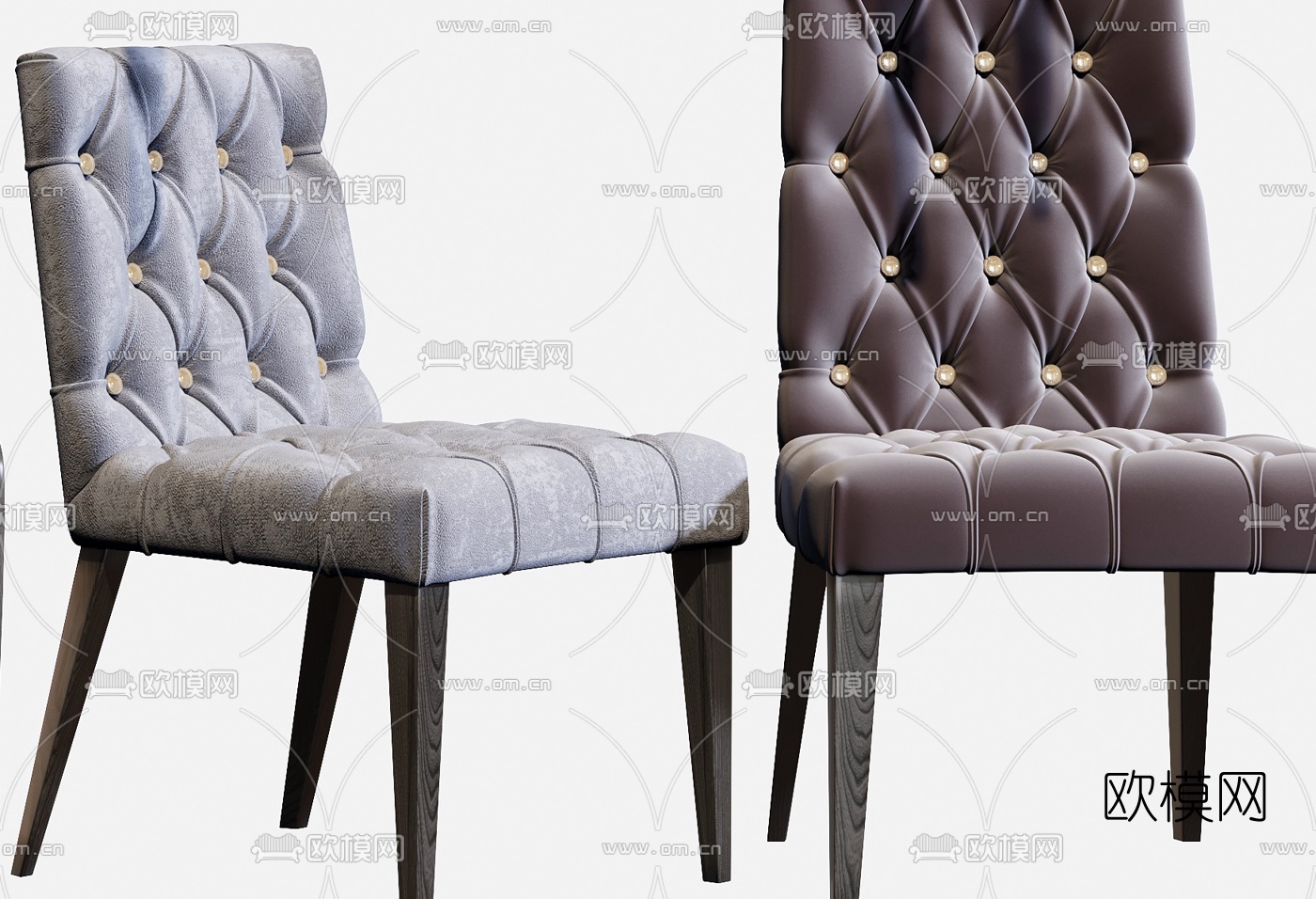 简欧绒布休闲椅单椅3d模型下载（渲染图4）