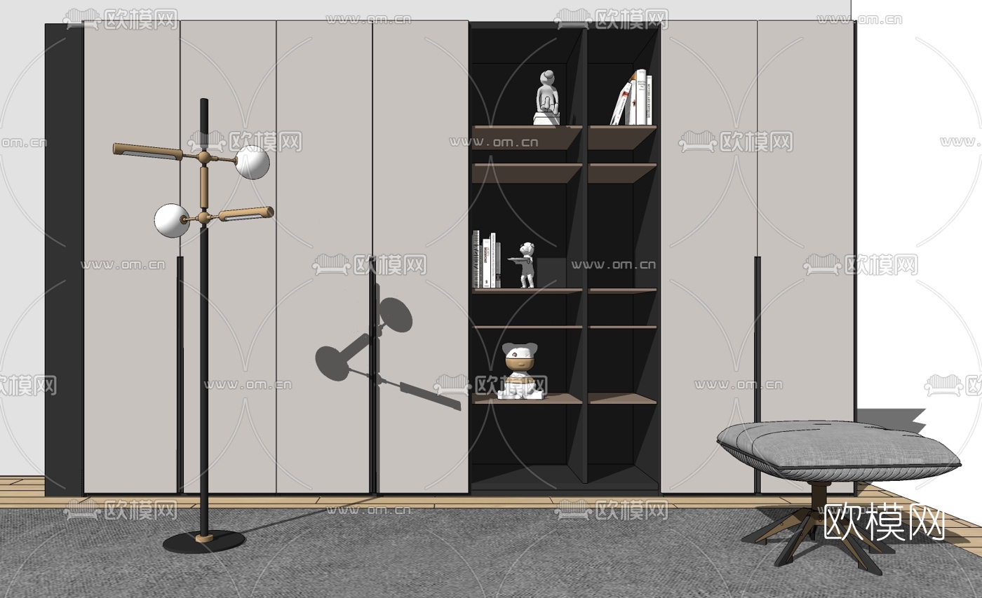 现代简约衣柜su模型下载