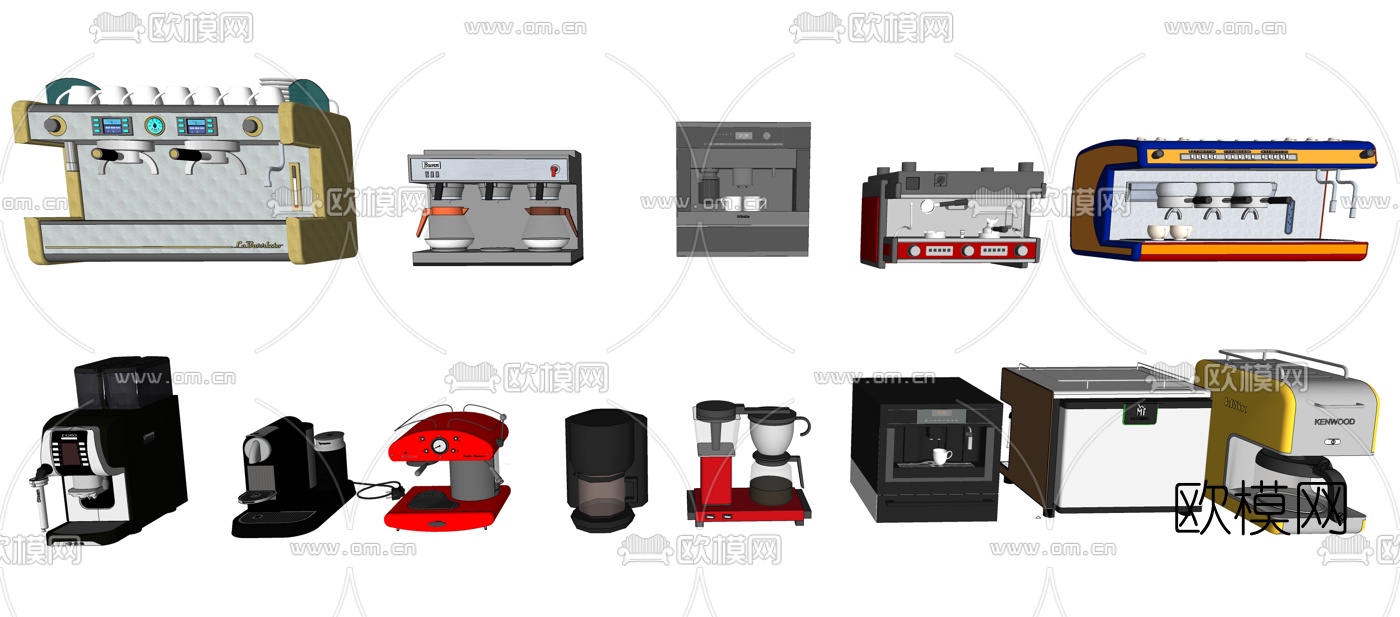 现代咖啡机自助饮料机su模型下载（渲染图1）
