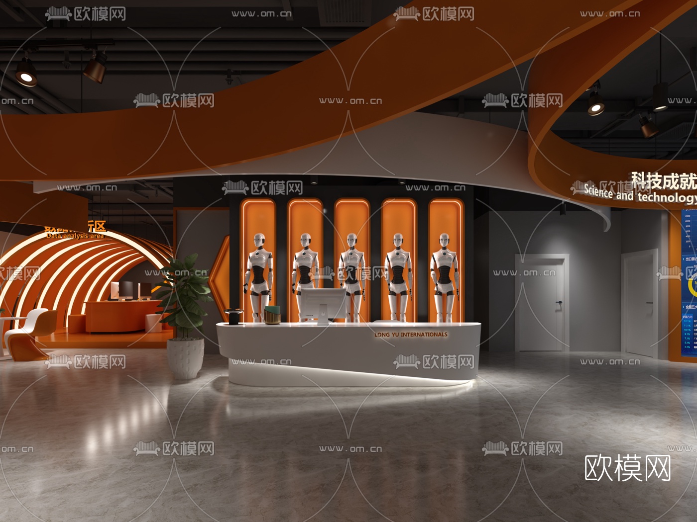 工业风机器人科技展厅3d模型