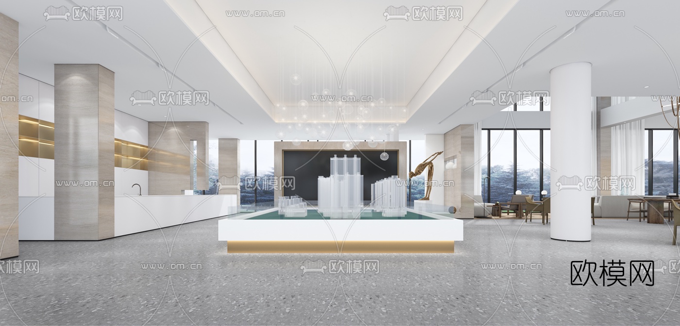 现代售楼部大堂3d模型