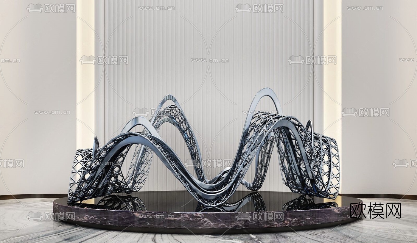 现代金属艺术装置雕塑3d模型