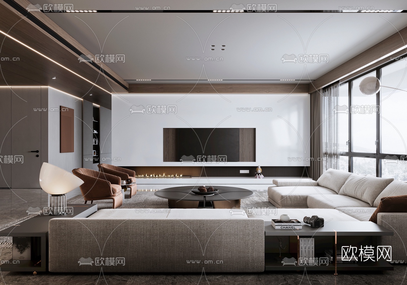 现代轻奢客厅3d模型