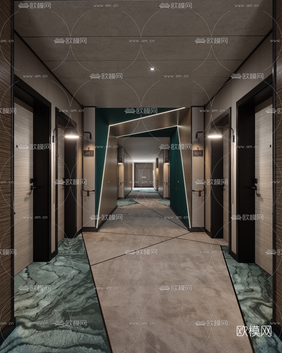 现代酒店过道3d模型