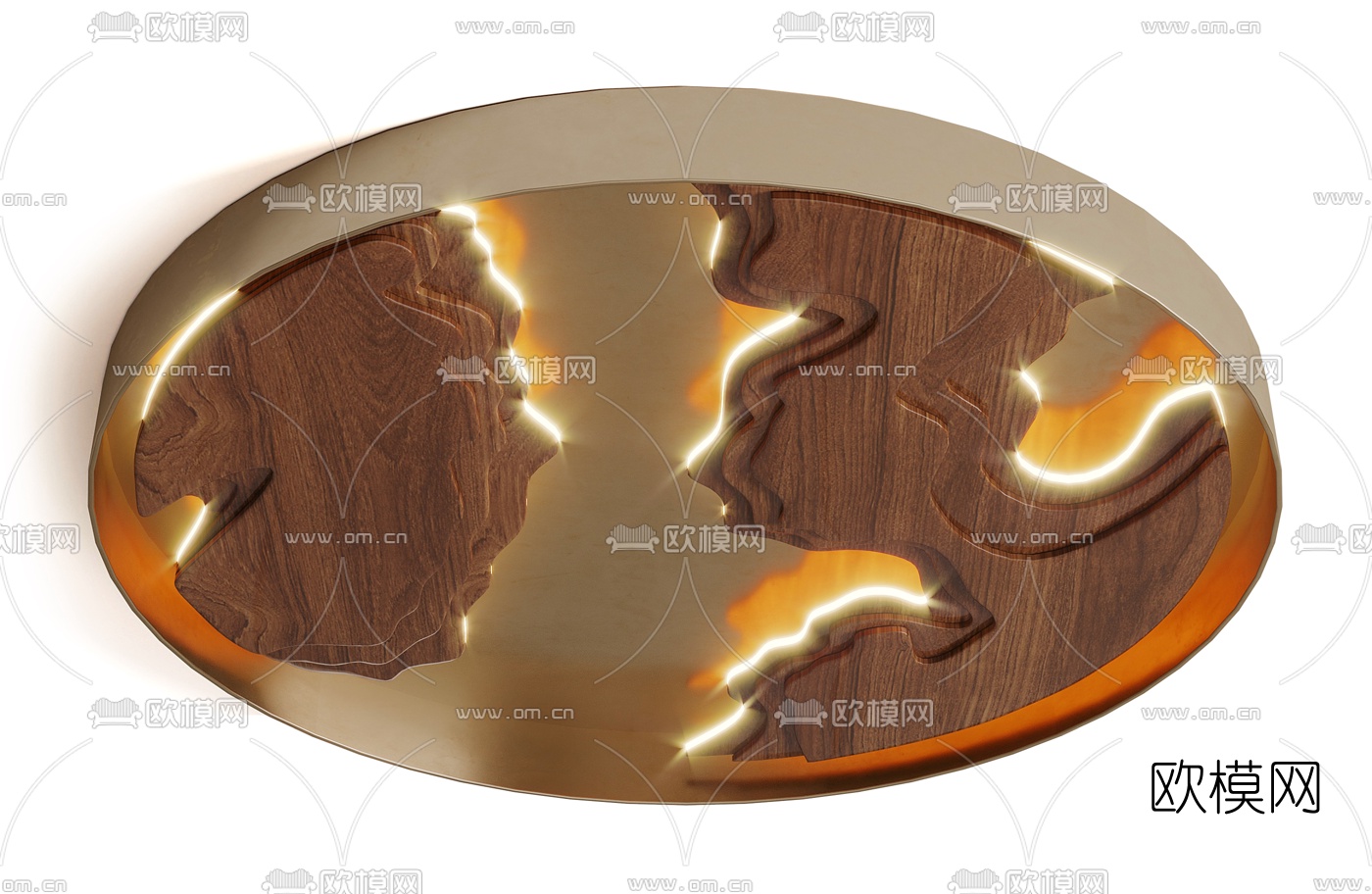 新中式金属吸顶灯3d模型