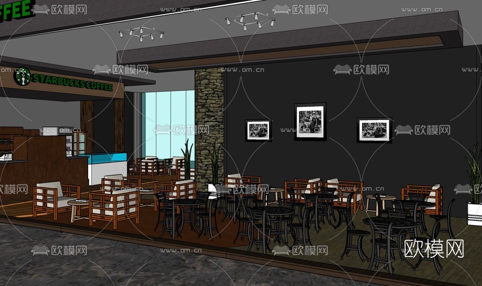 现代咖啡店免费su模型下载_ID10055428_sketchup模型下载-欧模网