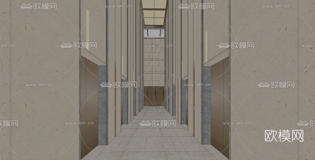 现代办公大堂su模型下载（渲染图4）