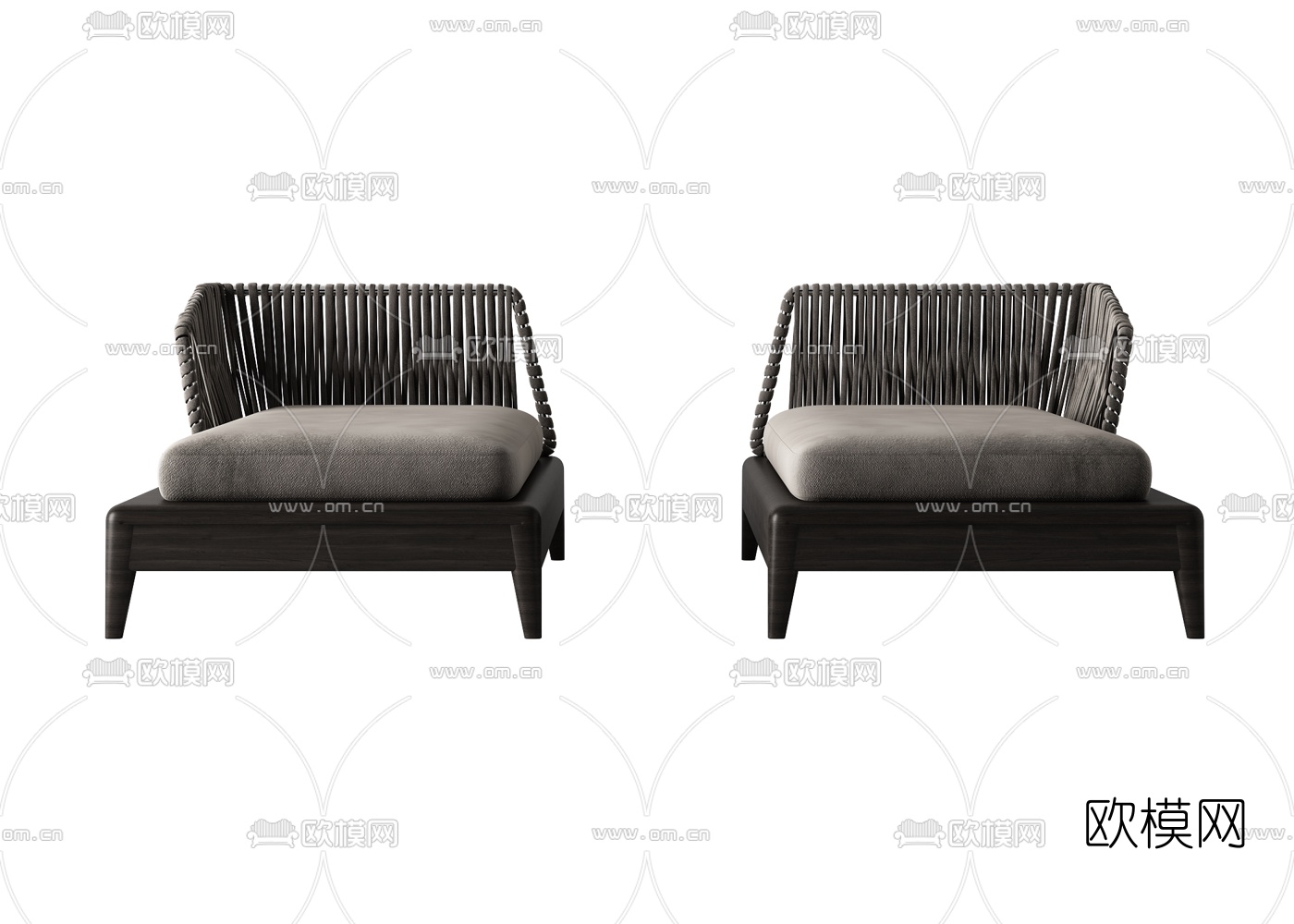 现代布艺贵妃椅3d模型下载（渲染图2）