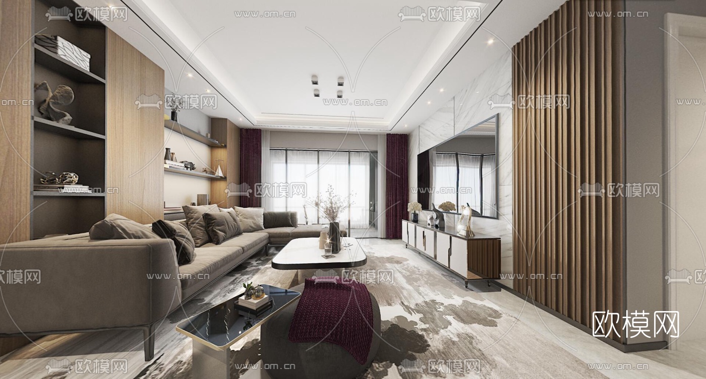 现代客厅餐厅vr全景3d模型