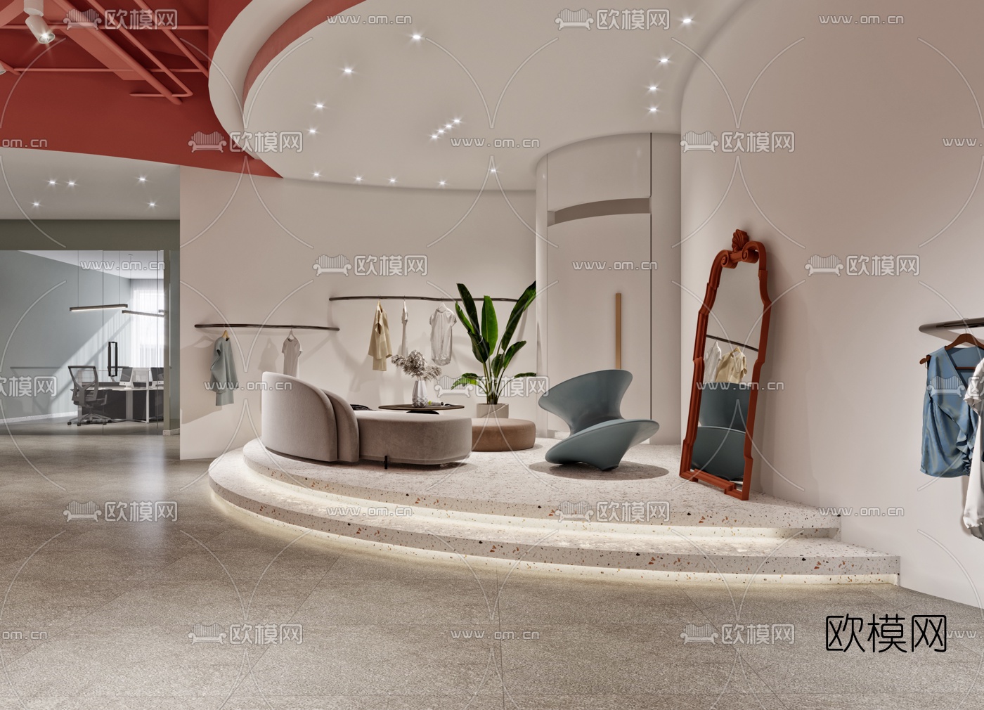 工业风服装店3d模型