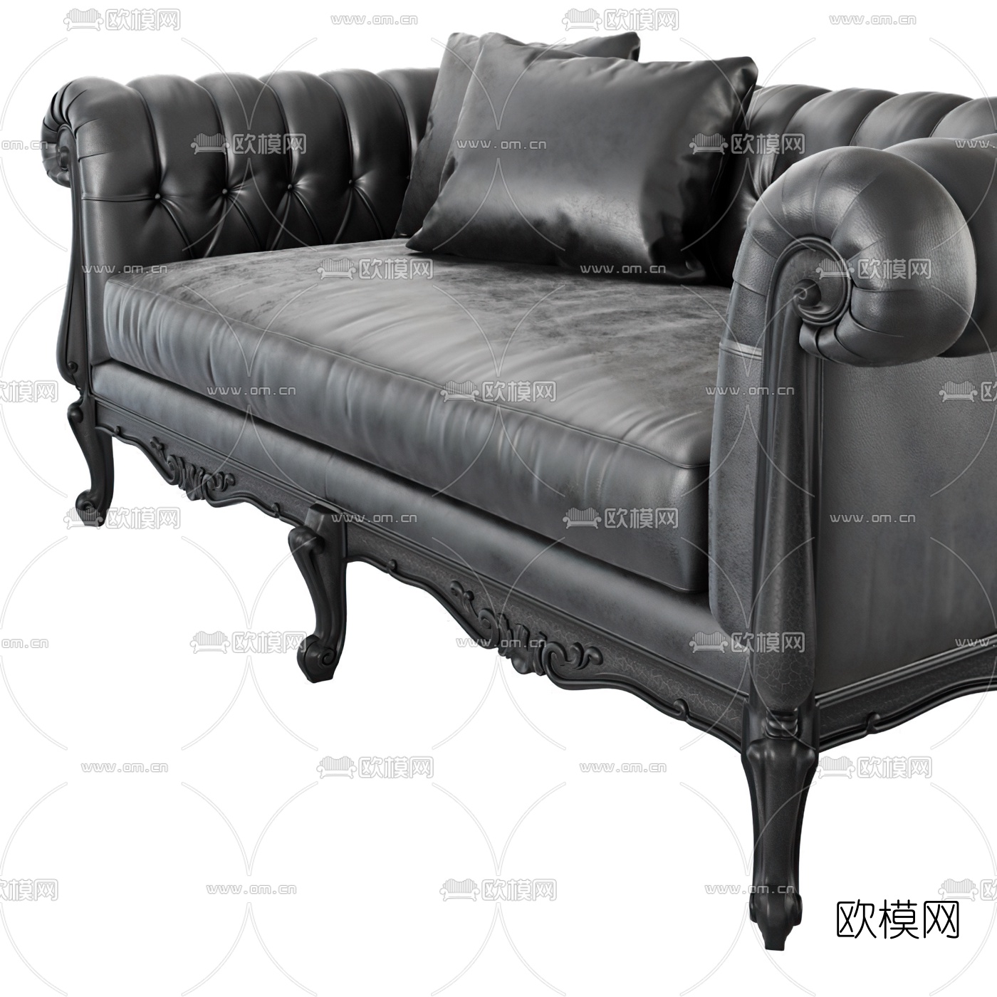 新古典皮革双人沙发3d模型下载（渲染图3）