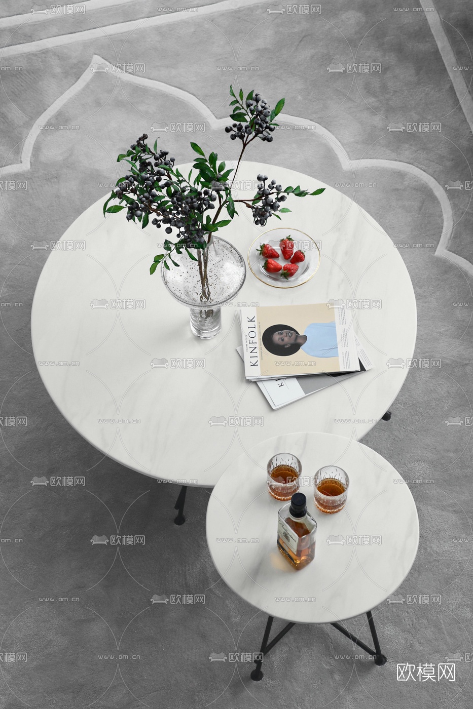 美式别墅客厅餐厅3d模型