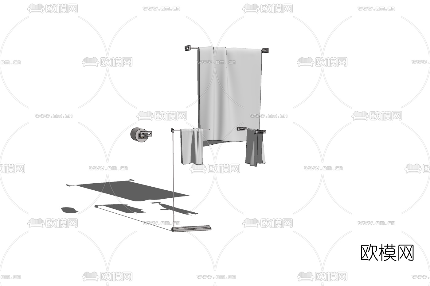 现代浴室毛巾架免费su模型下载