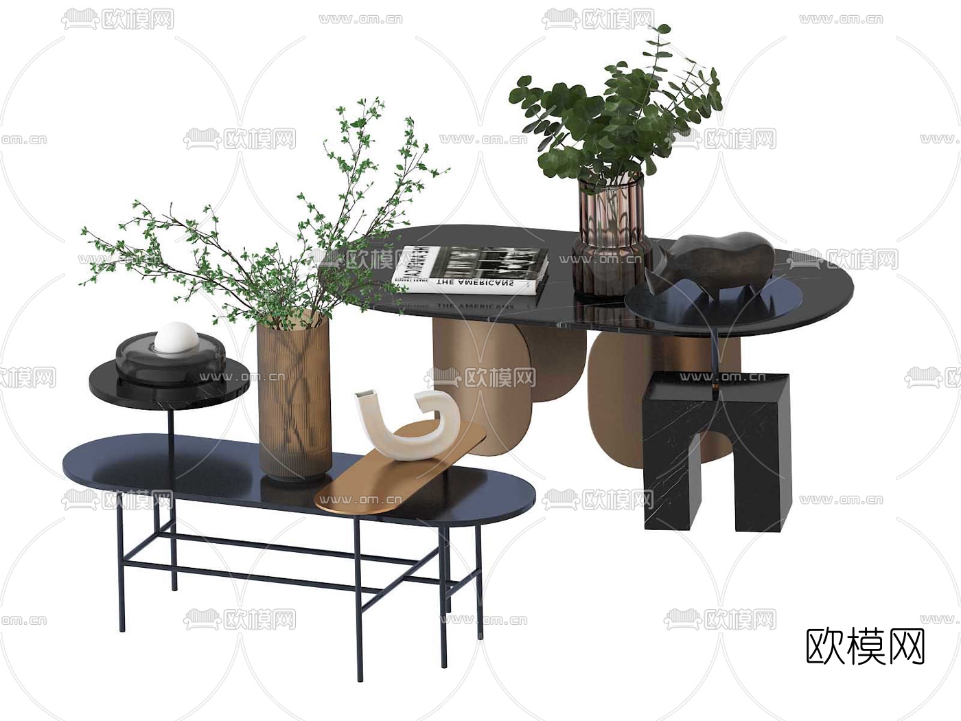 现代时尚茶几圆几3d模型下载