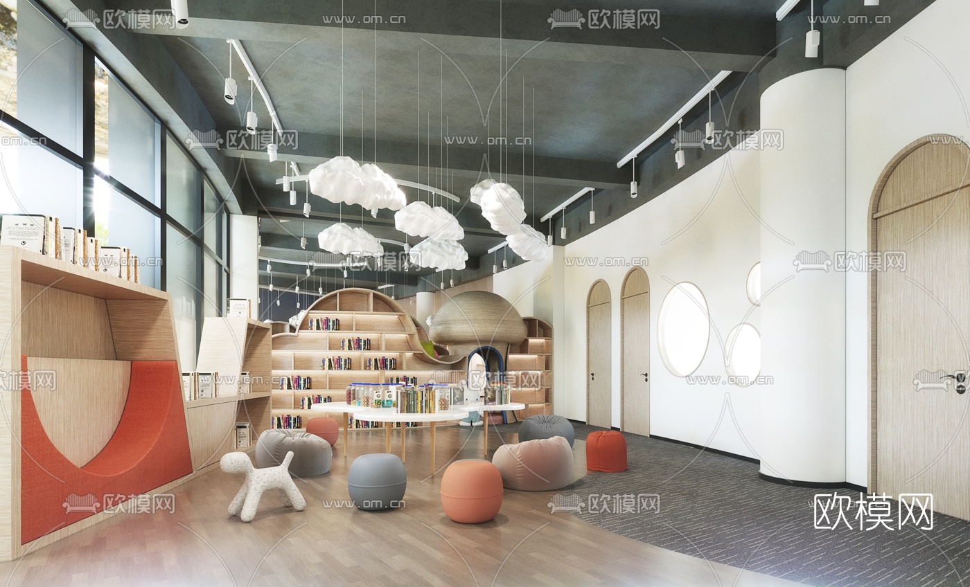 现代图书馆儿童阅览区3d模型