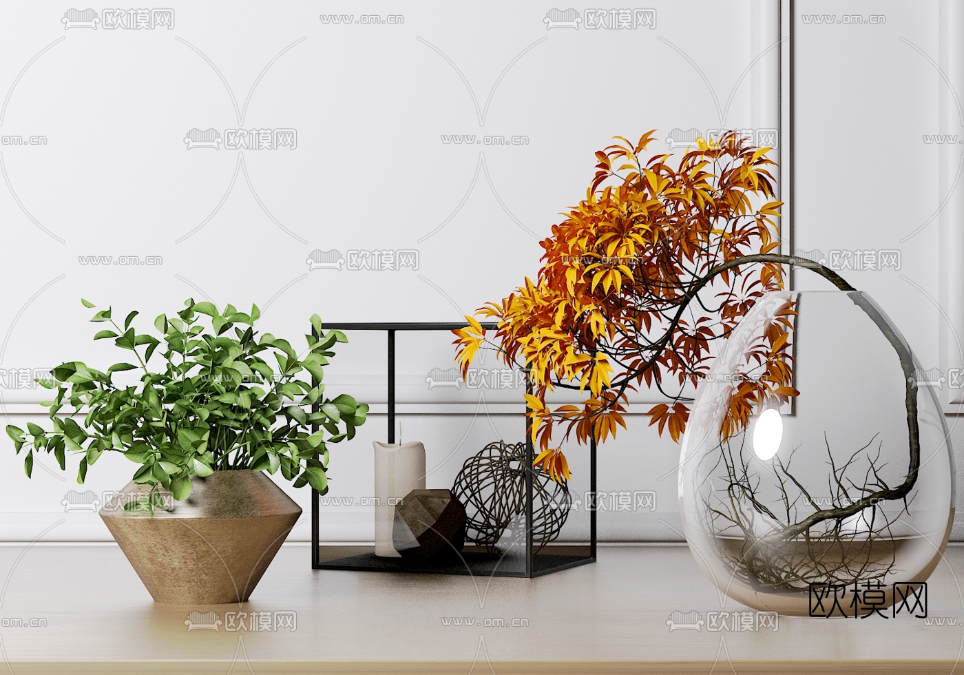 现代花瓶花艺摆件3d模型