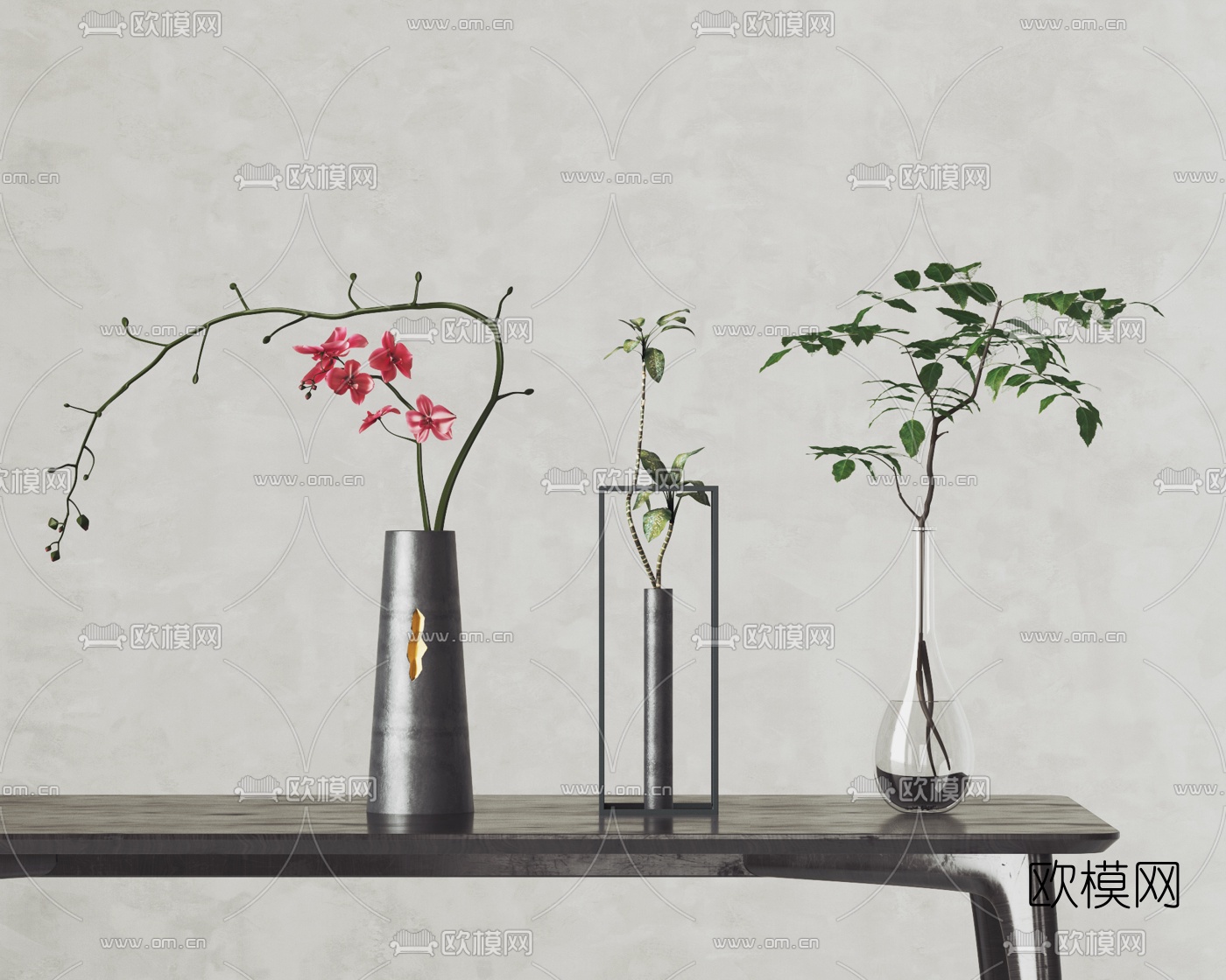 现代花瓶水生植物3d模型下载