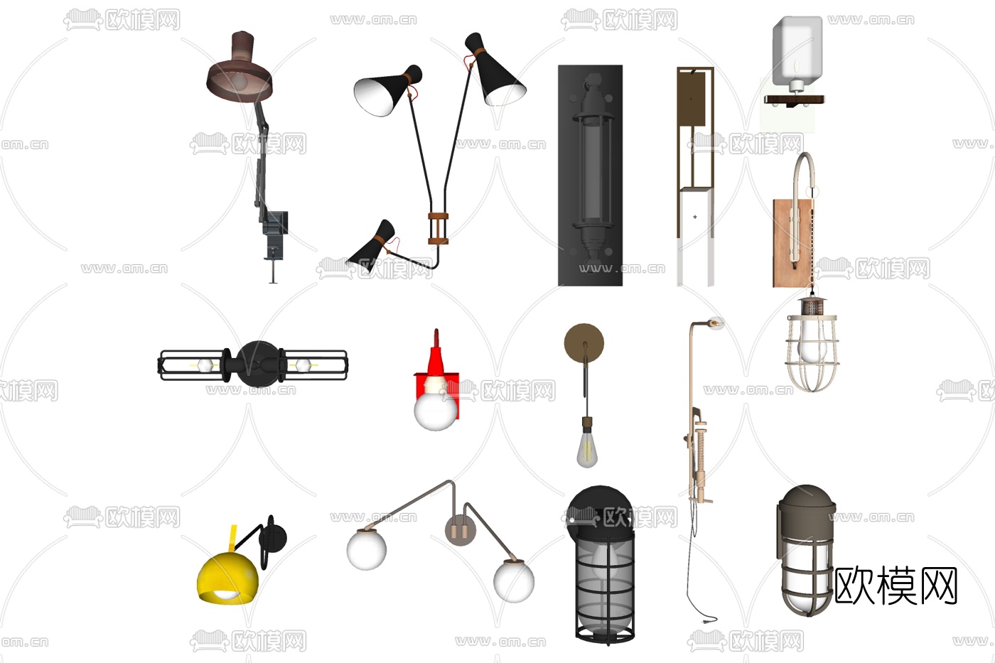 现代壁灯su模型下载