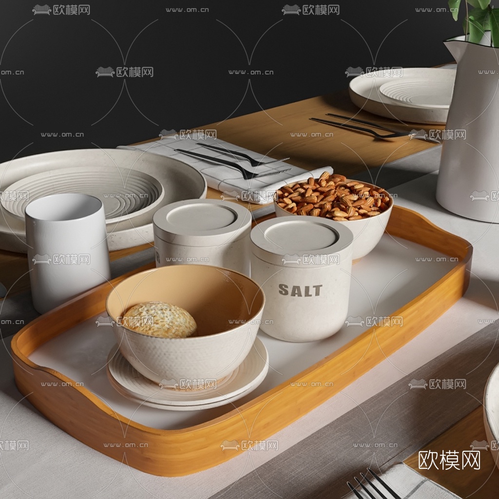 北欧刀叉杯碟餐具3d模型下载（渲染图4）
