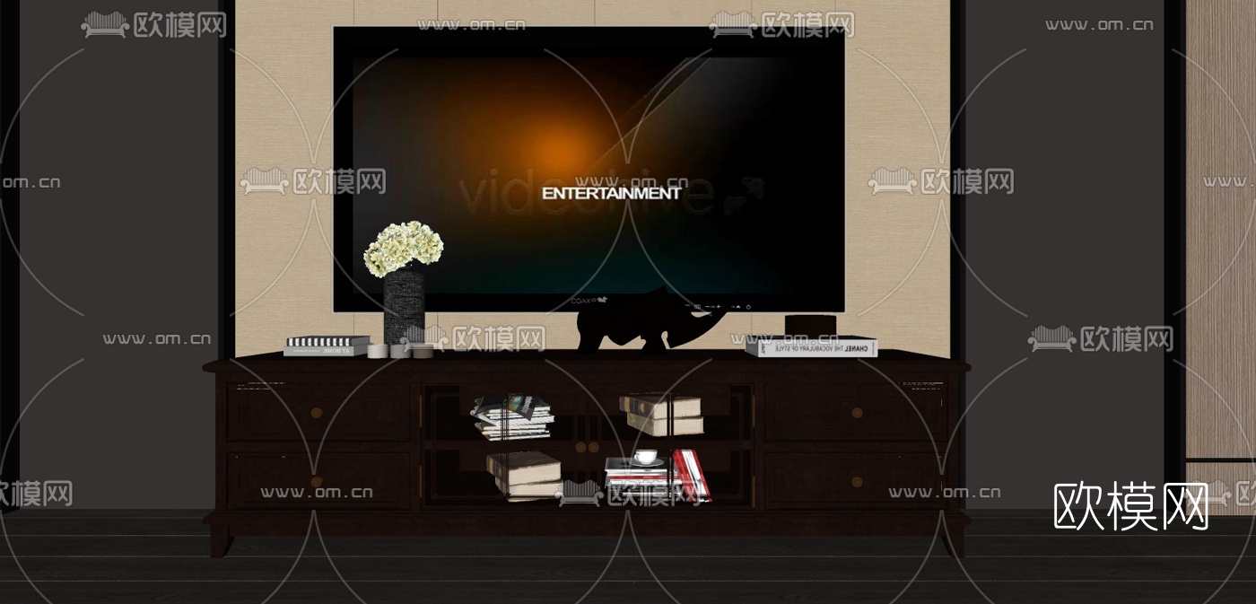 欧式电视柜su模型下载（渲染图2）