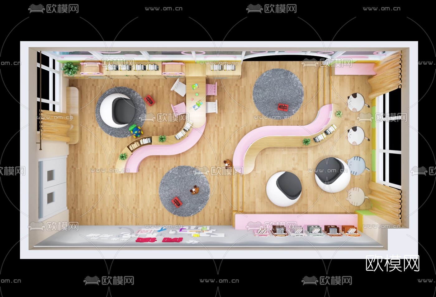 现代幼儿园教室免费3d模型