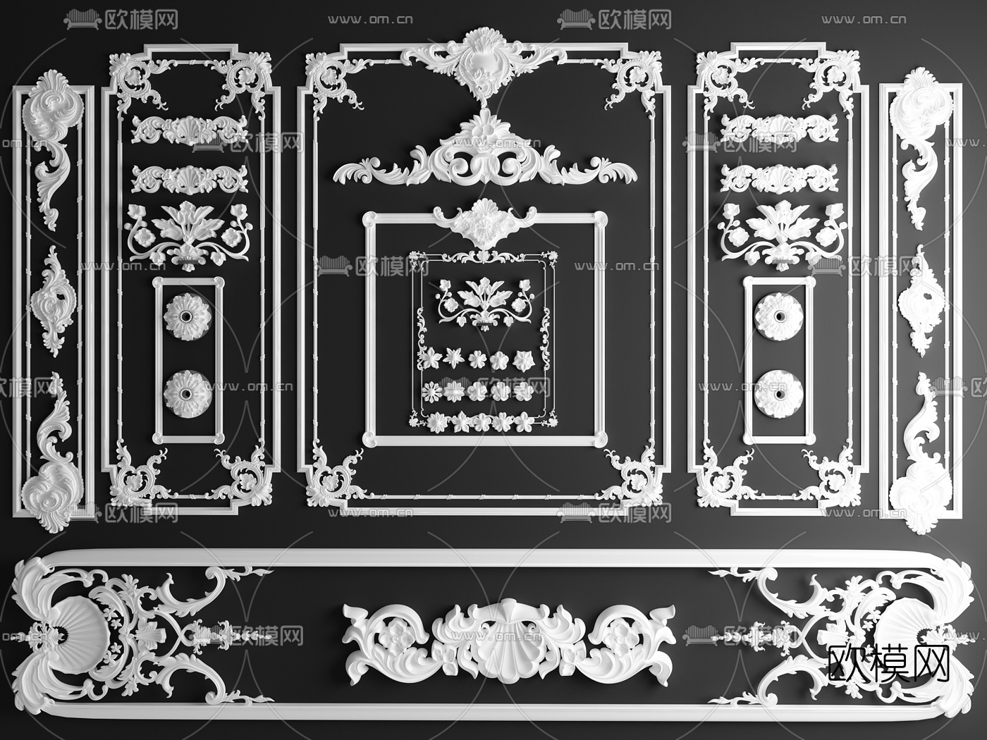 欧式石膏雕花线条构件3d模型