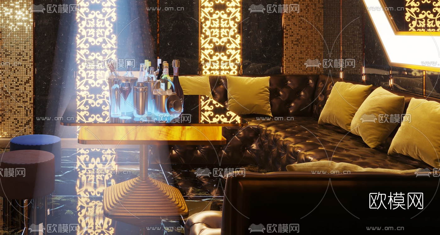 现代轻奢KTV包房3d模型