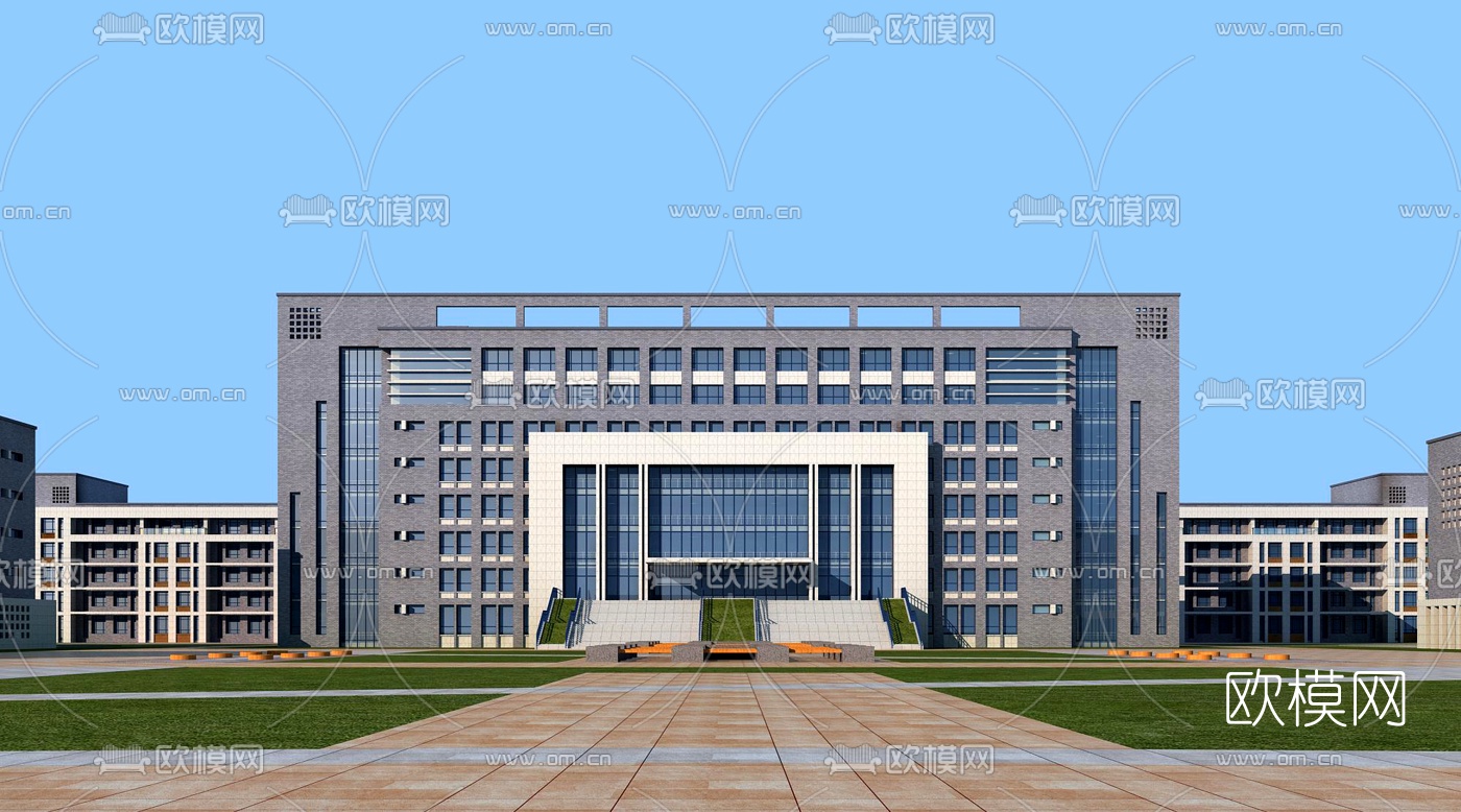 现代学校鸟瞰3d模型