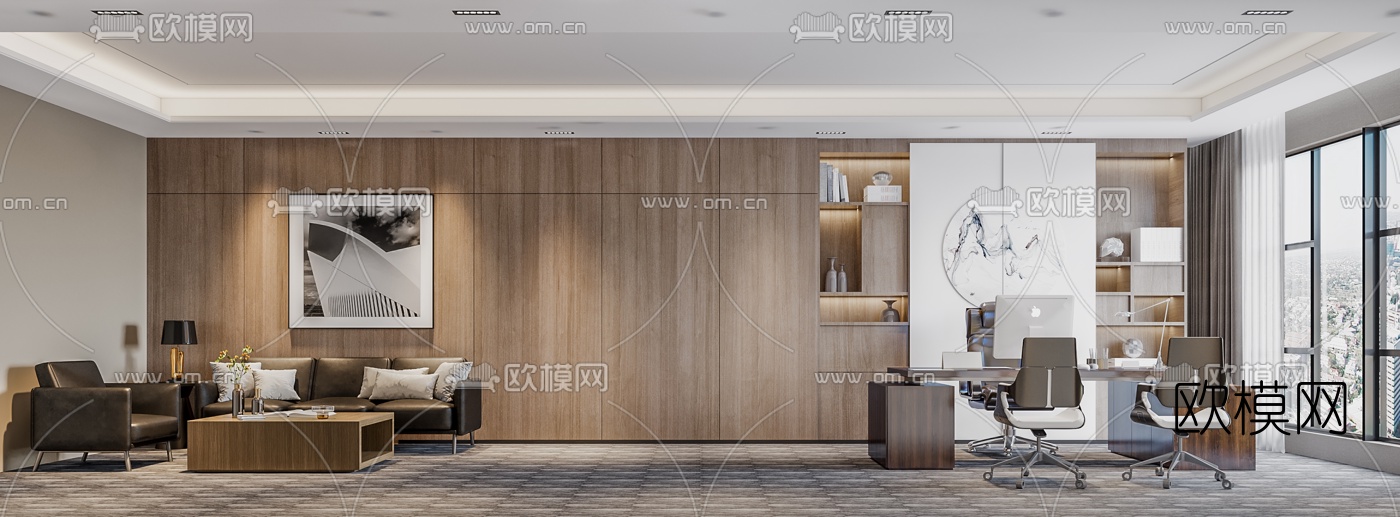 现代总经理办公室3d模型
