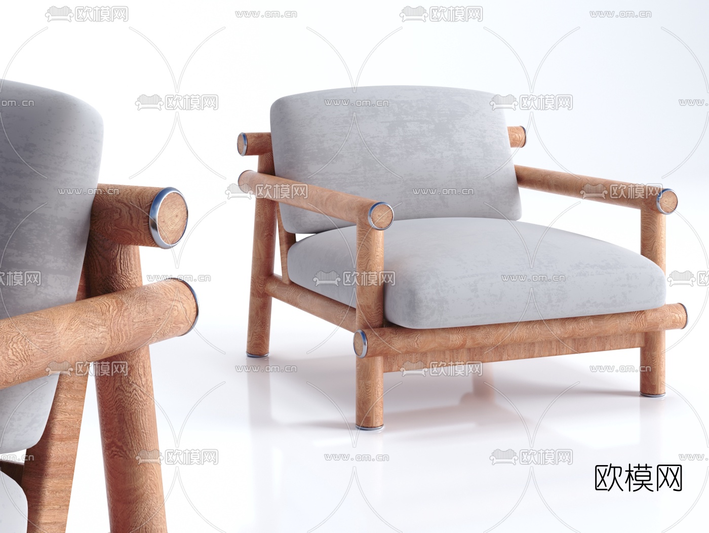 自然风靠背休闲沙发3d模型下载