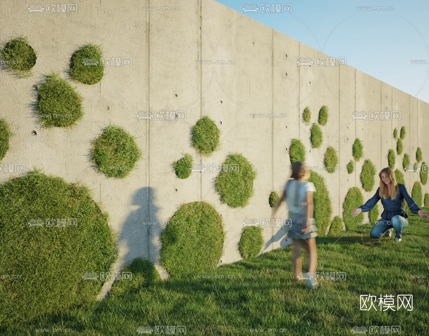 现代绿植墙景观墙3d模型