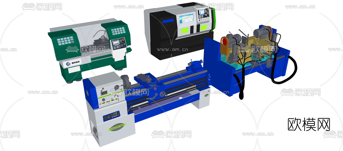 现代数控机床机器设备组合su模型下载（渲染图3）